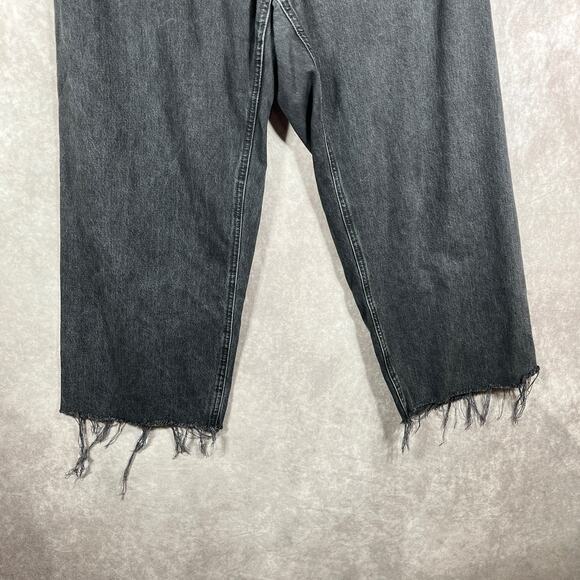 Lucky Legend Jeans Womens Size 12/31 Black Denim High Rise Wide Leg Raw Frayed - Picture 3 of 13